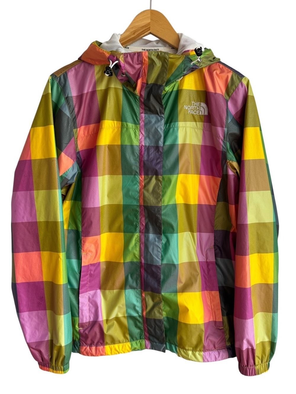 The North Face Colourful Check Plaid Jacket Womens M Lightweight Full Zip Coat